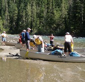 Landing for camp in the Bowron Lakes