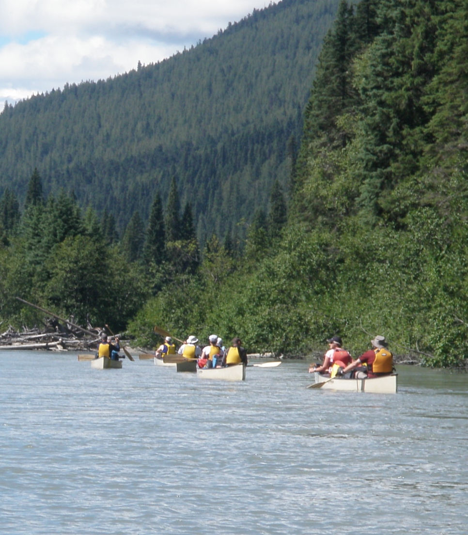 Canoe group on the Bowron Lakes Canoe Circuit